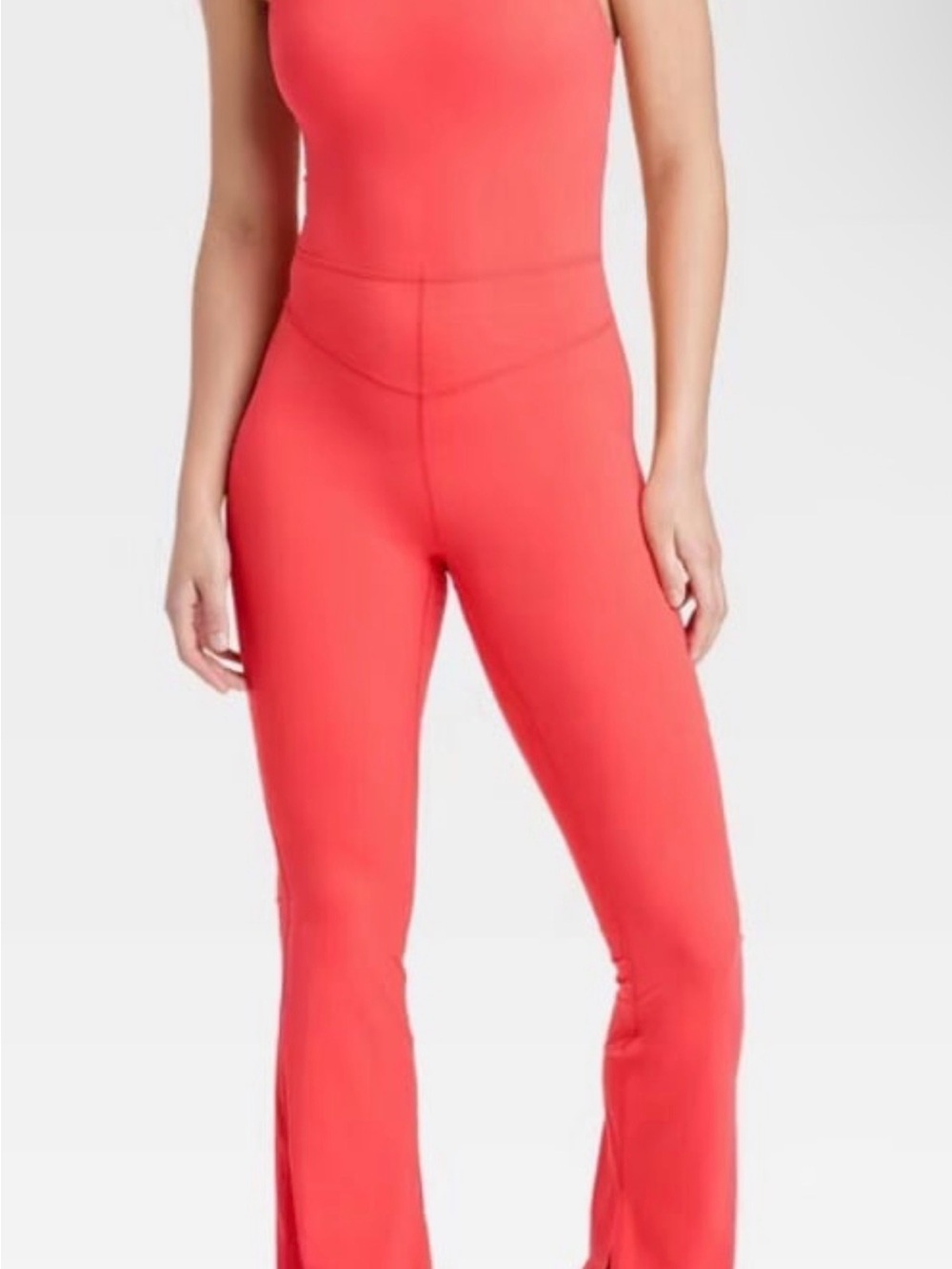 NWT JoyLab Racerback Flare Jumpsuit Cambo Coral Size Large - Picture 2 of 13